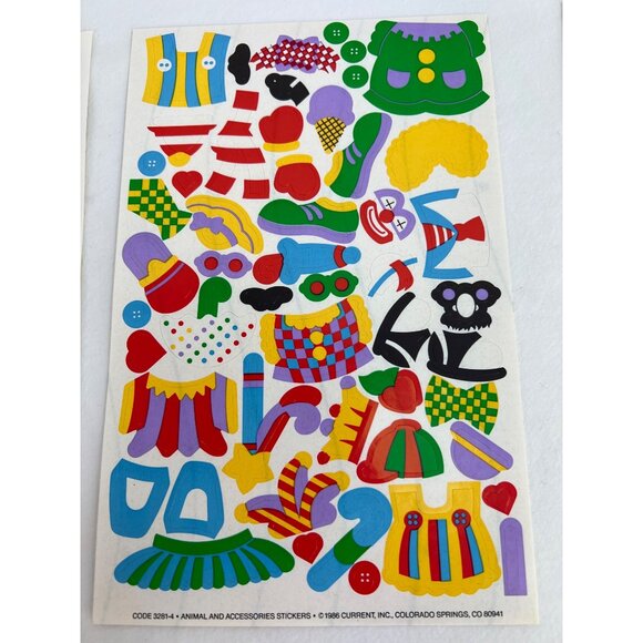 Vintage 1986 Animal & Accessories Stickers By Current Inc. 4 Sheets - Picture 3 of 7